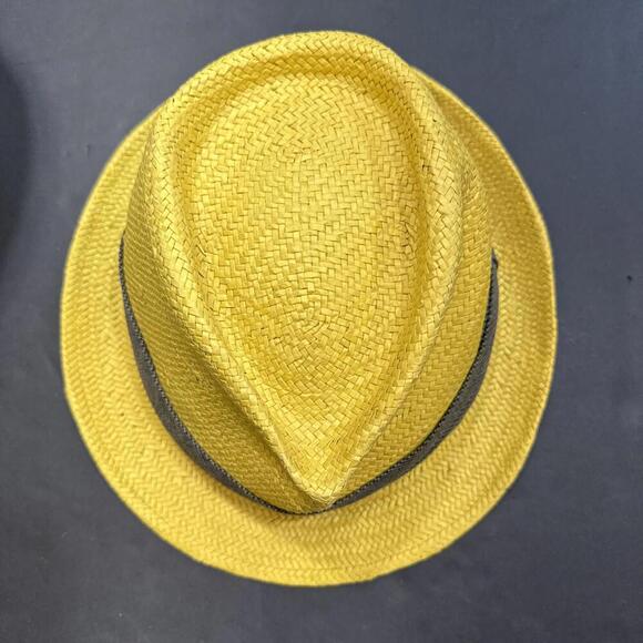 J. Crew Yellow Fedora Straw Beach Casual Yellow Minimalist Panama Hat Women's - Picture 1 of 15